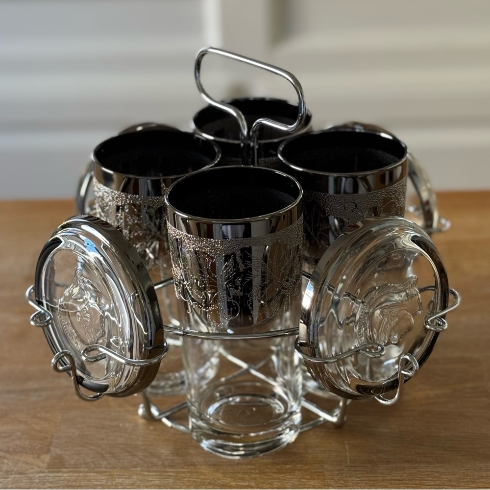 Vintage Kimiko Guardian Crest MCM Barware Set of 4